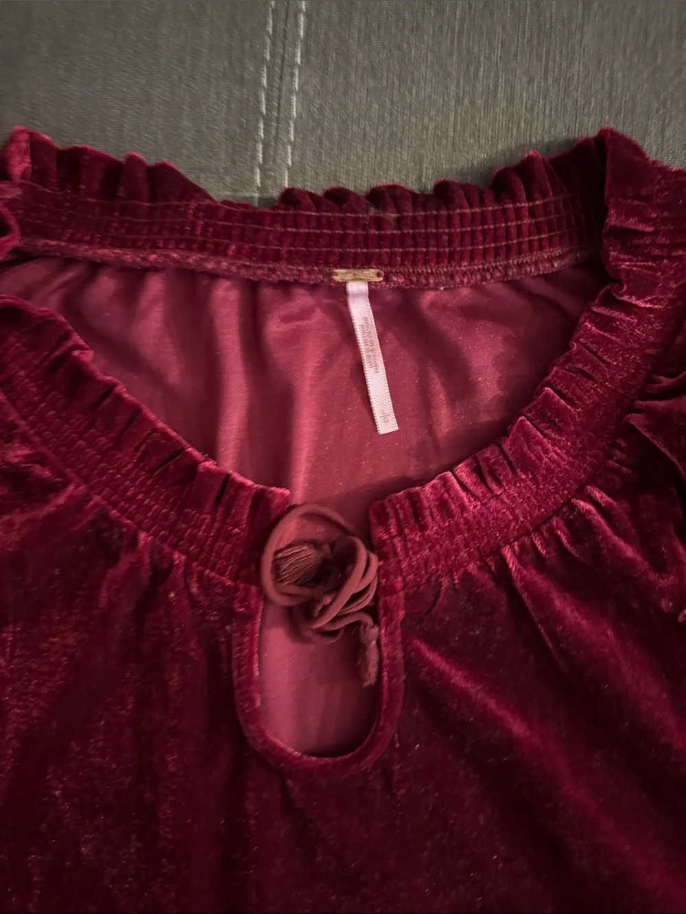 Free People Velvet Puff Sleeve Top